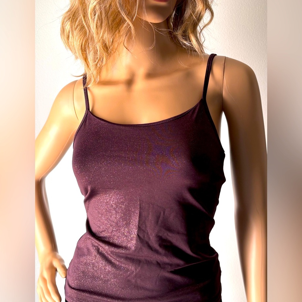 New York & Company Built In Shelf Bra Spaghetti Strap Tank Top Size XS Burgundy